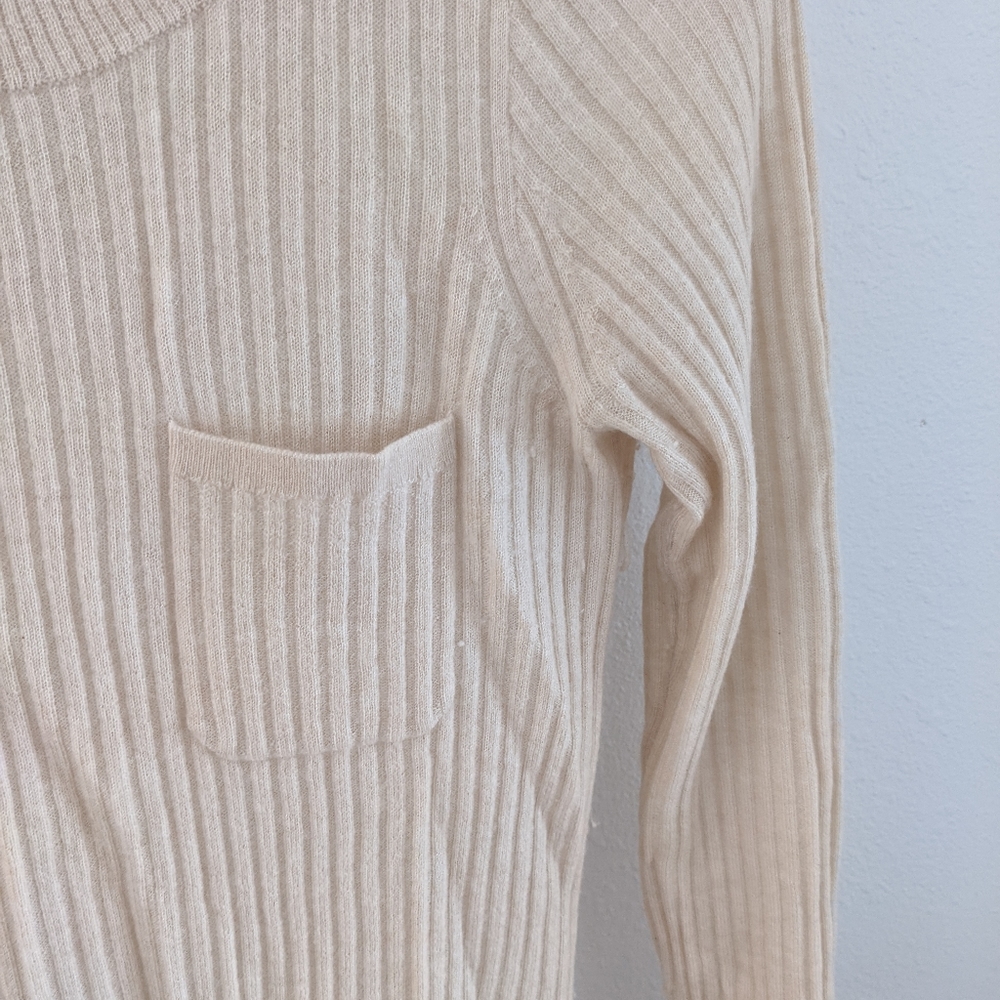 J. Crew Cream Ribbed Sweater - Picture 2 of 3